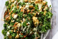 Roasted Vegetable Kale Salad with Chickpeas