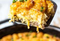 Tater Tot Breakfast Casserole with Eggs and Sausage