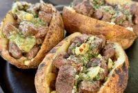 Loaded Baked Potatoes with Grilled Steak Bites