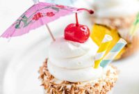 Pina Colada Cupcakes with Rum Infused Coconut Frosting