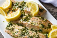 Slow Roasted Salmon with Lemon Herb Sauce