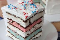 Fourth of July Red, White & Blue Icebox Cake