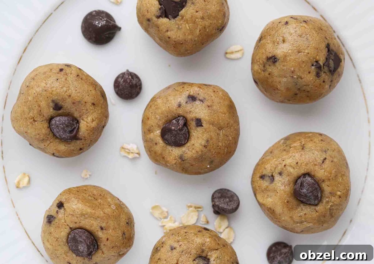Cookie dough balls on a plate.