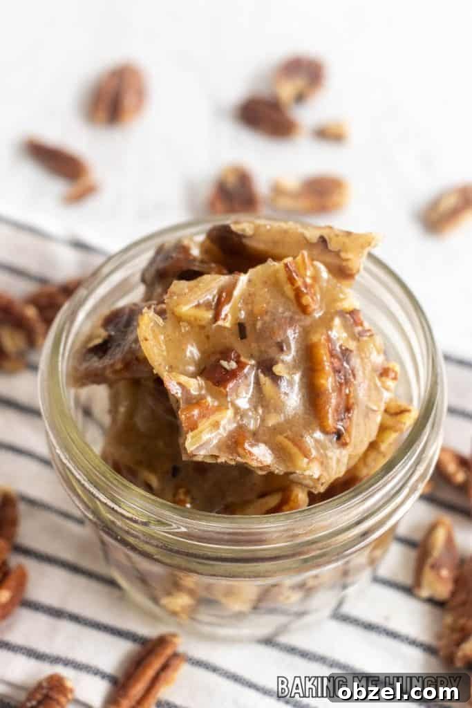 Old Fashioned Pecan Brittle Recipe 2 pecan brittle in glass jar