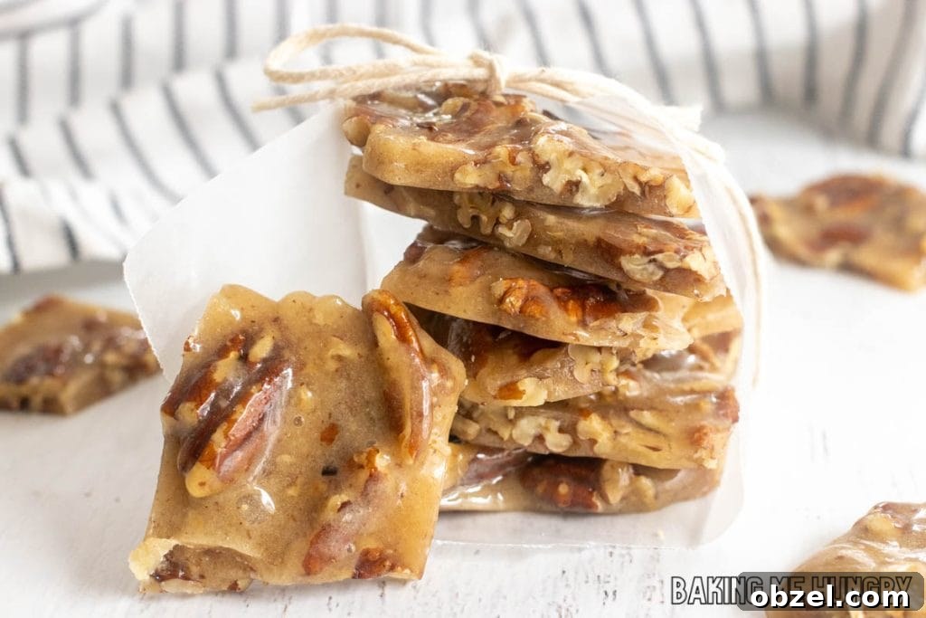 Old Fashioned Pecan Brittle Recipe 3 old fashioned pecan brittle stacked up and wrapped with parchment paper and string