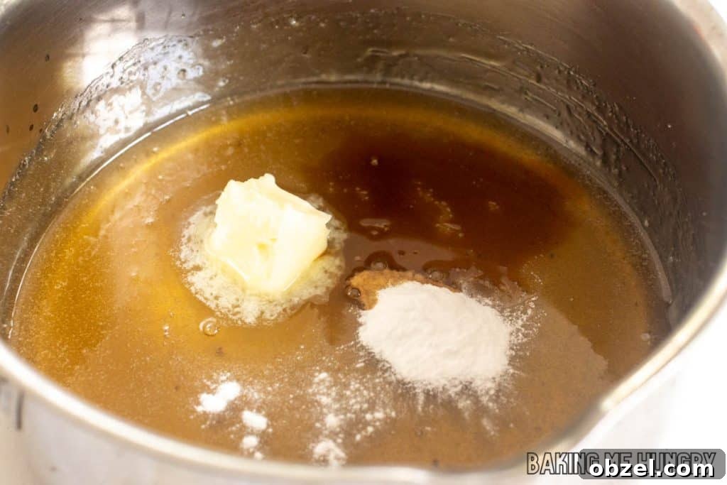 Old Fashioned Pecan Brittle Recipe 6 butter added to saucepan