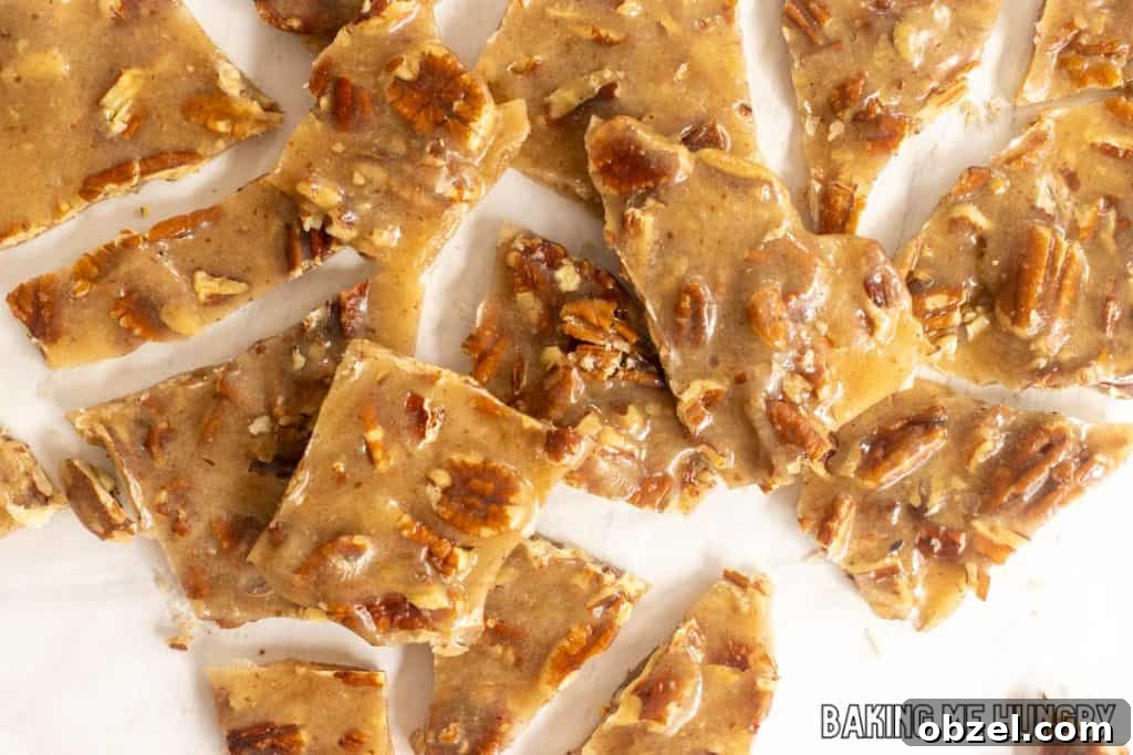 Old Fashioned Pecan Brittle Recipe 10 pecan brittle broken into pieces after setting