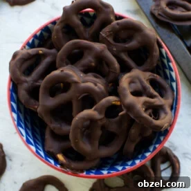 Chocolate Covered Pretzels in 10 Minutes 5 Easy chocolate covered pretzels in a bowl