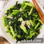 Chinese Broccoli Stir Fry with Garlic Sauce 18 Top down of a plate of gai lan stir fry.