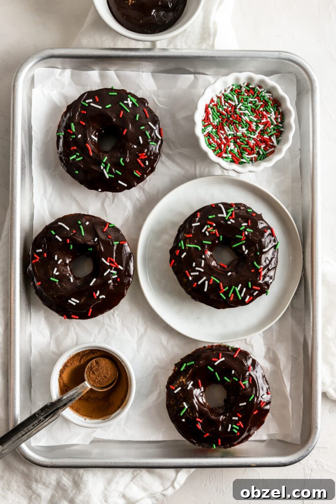 Festive Christmas Donuts for Holiday Baking 4 Baked Christmas donuts filled with sprinkles