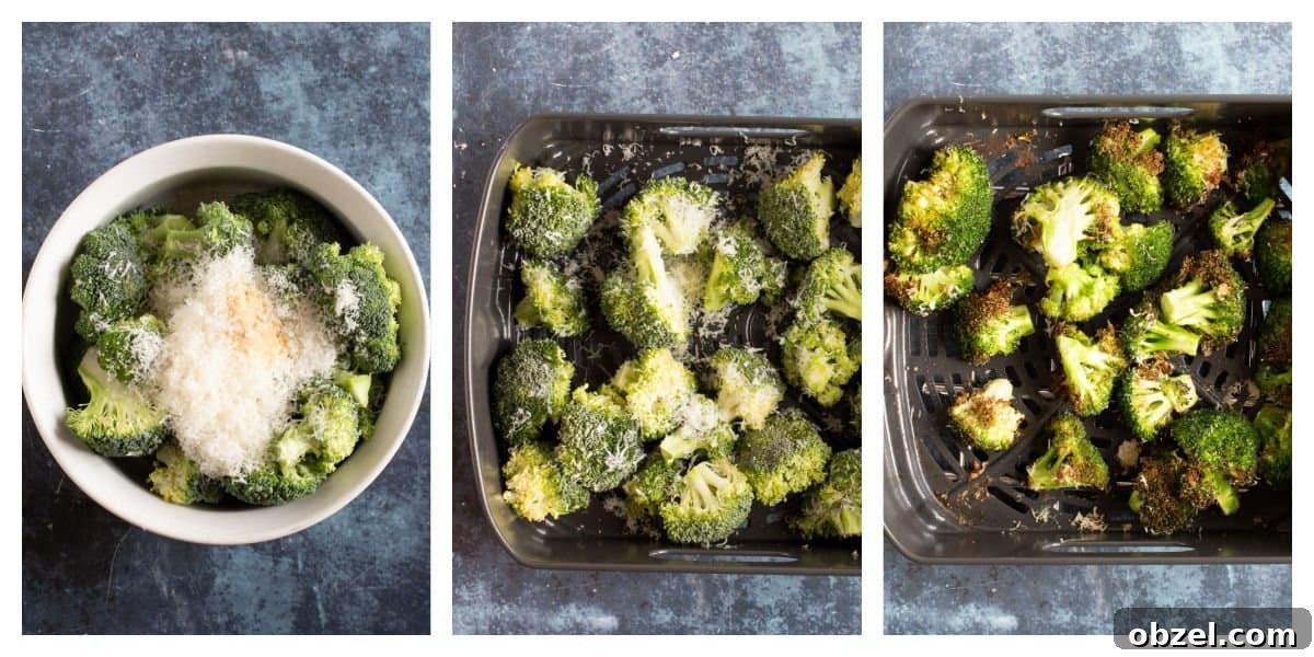 Step by step photos on how to cook broccoli in an air fryer.