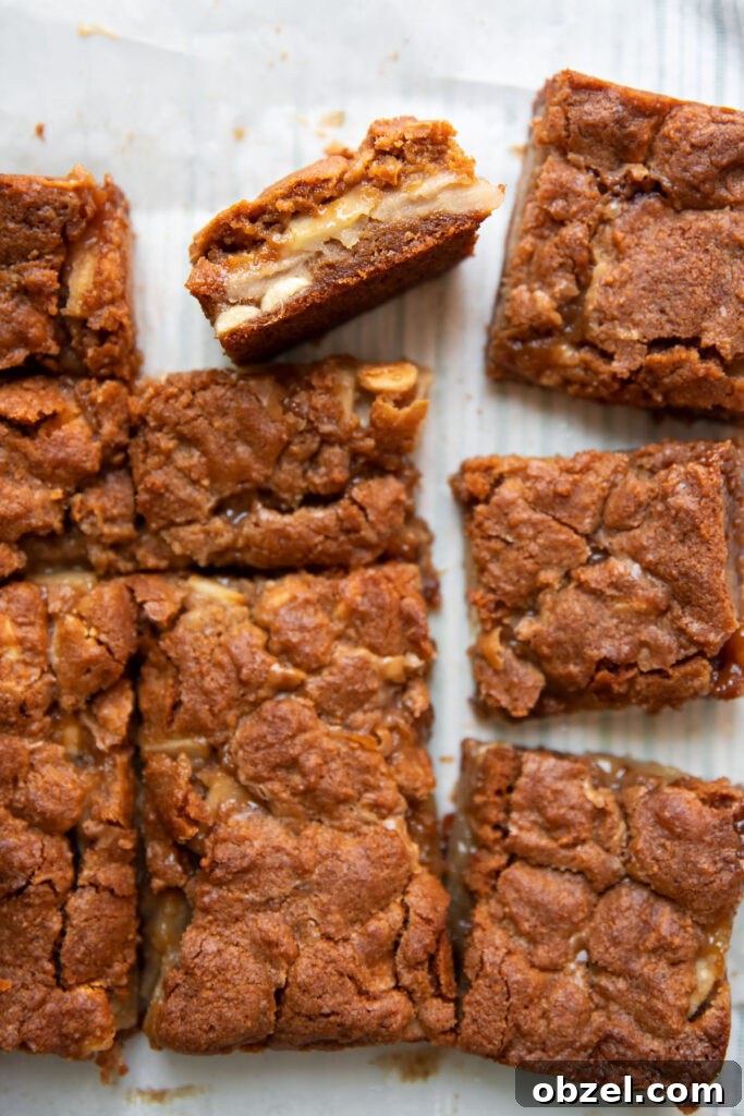 caramel apple white chocolate blondie bars