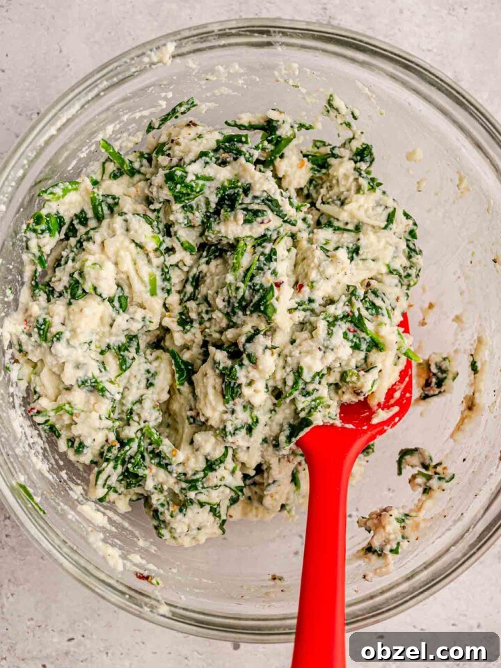 Ricotta and spinach mixture.