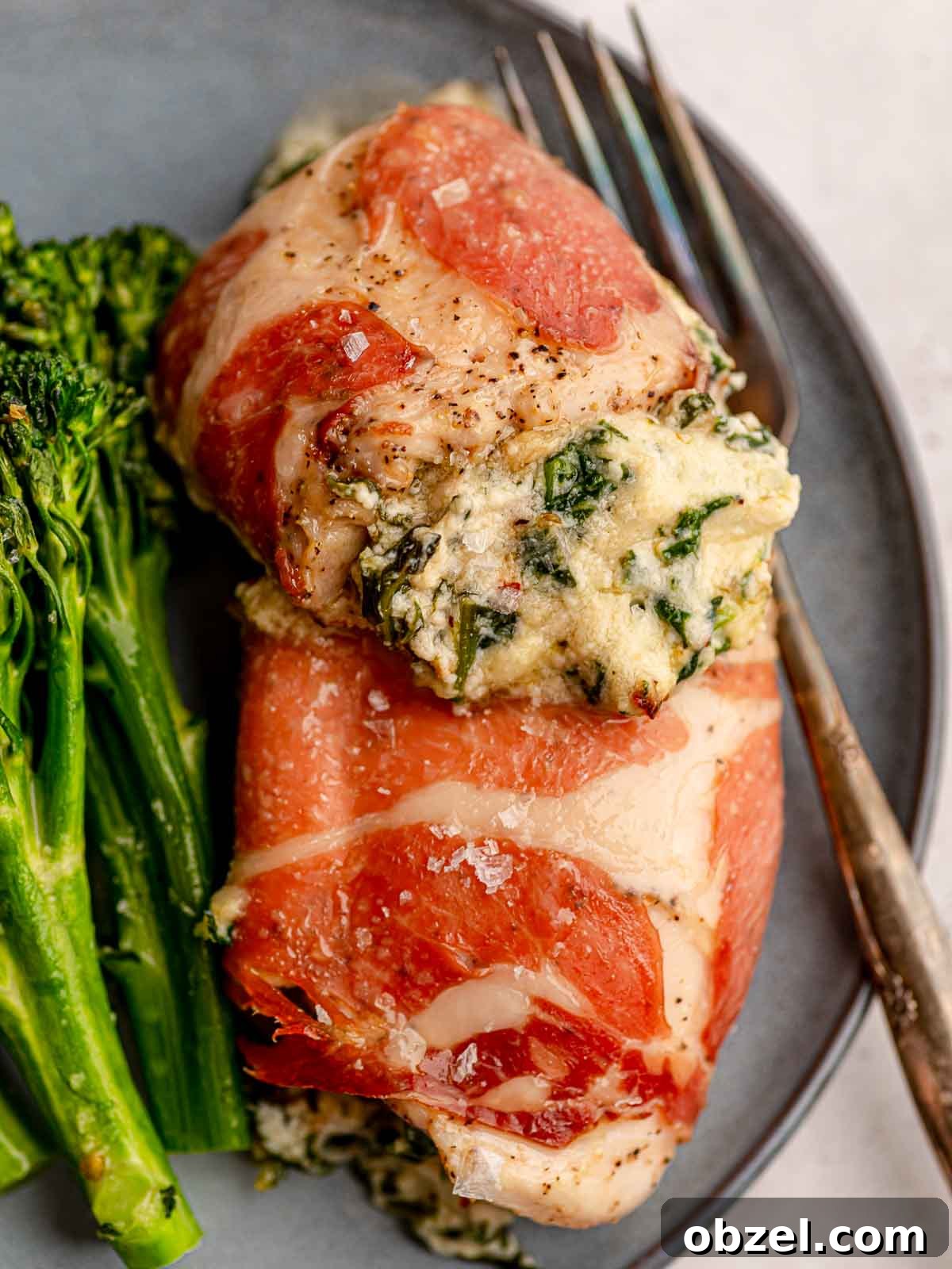 Chicken breasts filled with ricotta.