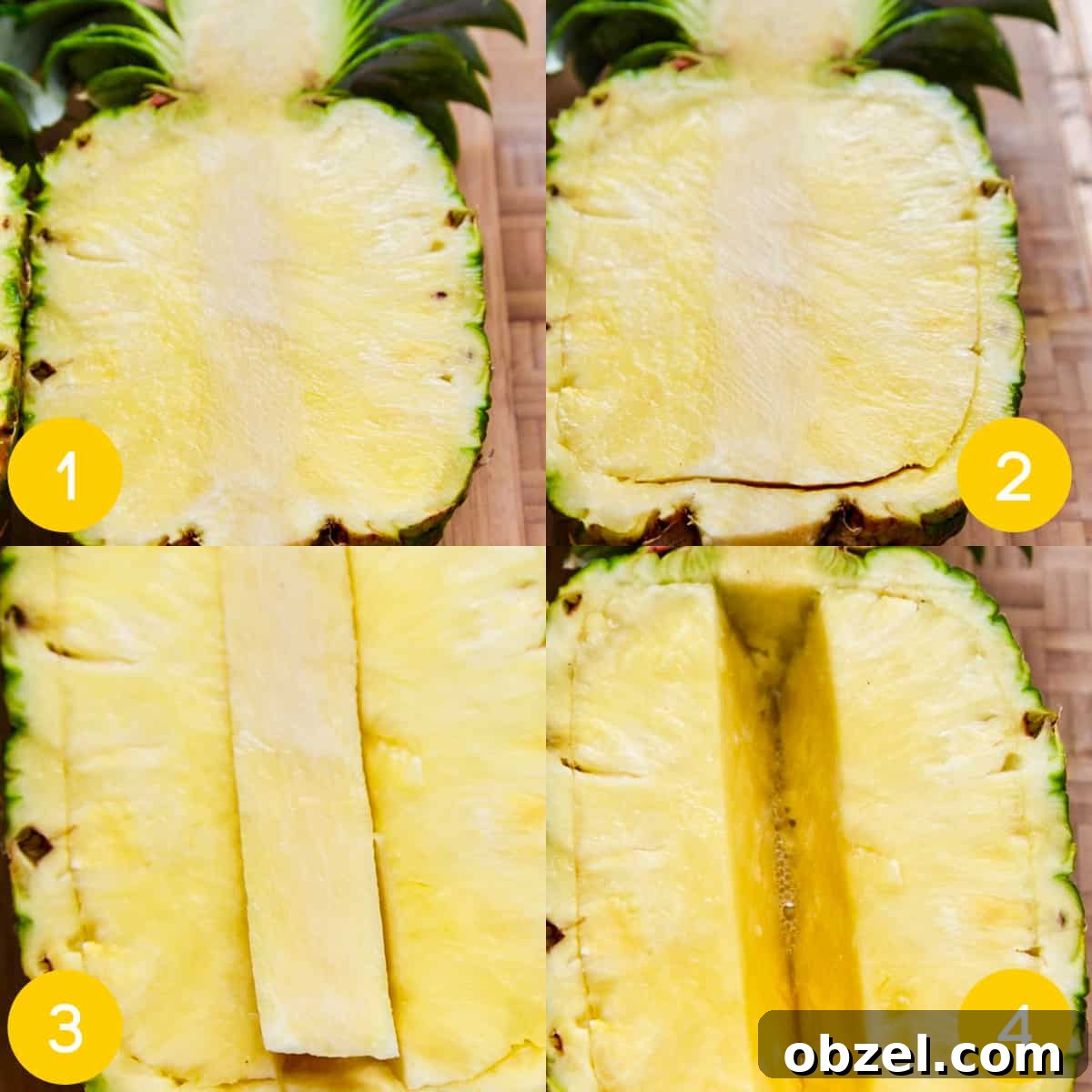 Huli Huli Hawaiian Grilled Chicken Recipe 7 Pineapple bowl cutting steps 1-4