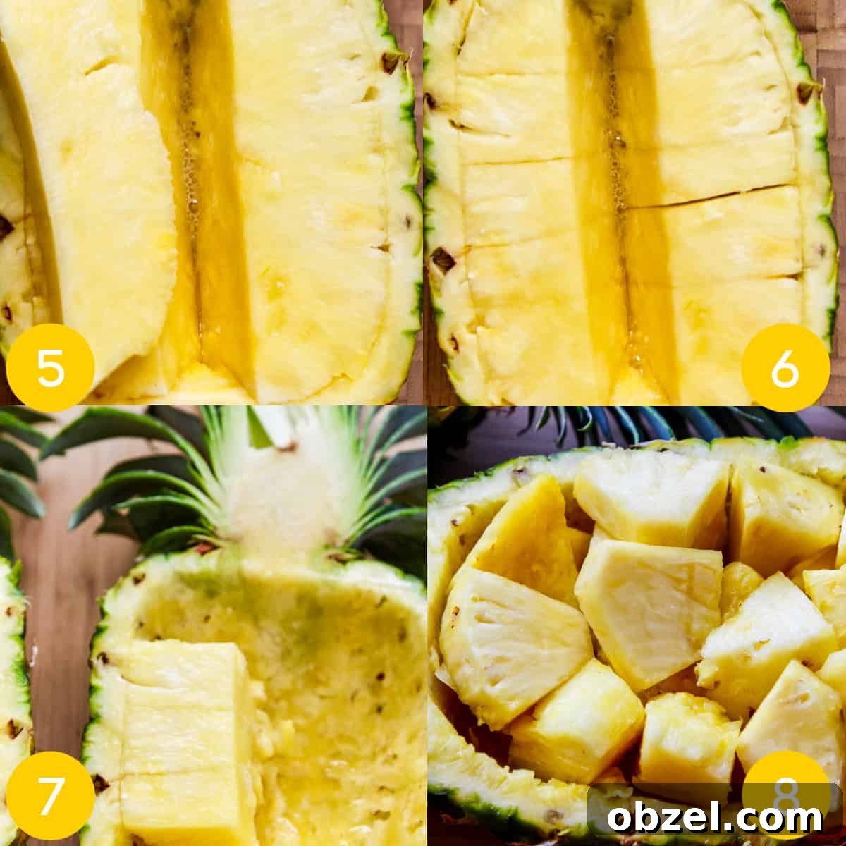 Huli Huli Hawaiian Grilled Chicken Recipe 8 Pineapple bowl cutting steps 5-8