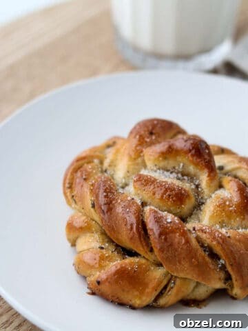 Fastelavnsboller: Norwegian Lenten Buns Recipe 12 Cardamom bun close up