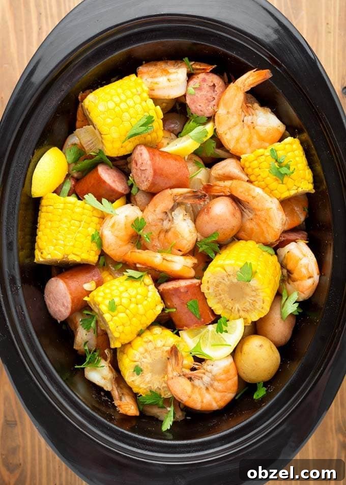 Slow Cooker Shrimp Boil with Corn, Sausage and Potatoes 2 Shrimp Boil in Slow Cooker