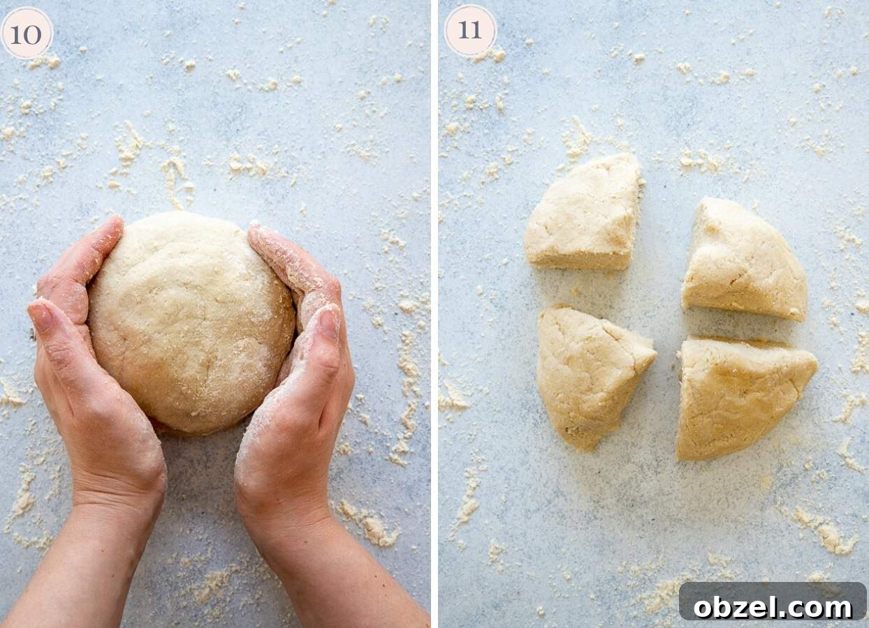 Trader Joes Copycat Cauliflower Gnocchi Recipe 7 cauliflower gnocchi dough being shaped and cut on a floured surface