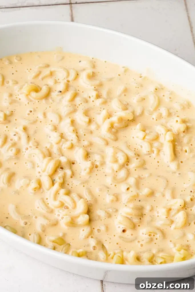 recipe for mac and cheese macaroni noodles and pasta sauce in a casserole dish
