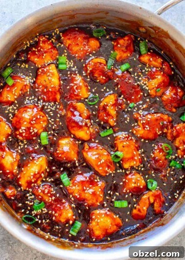 A pot of Better-Than-Takeout Sticky Chicken.