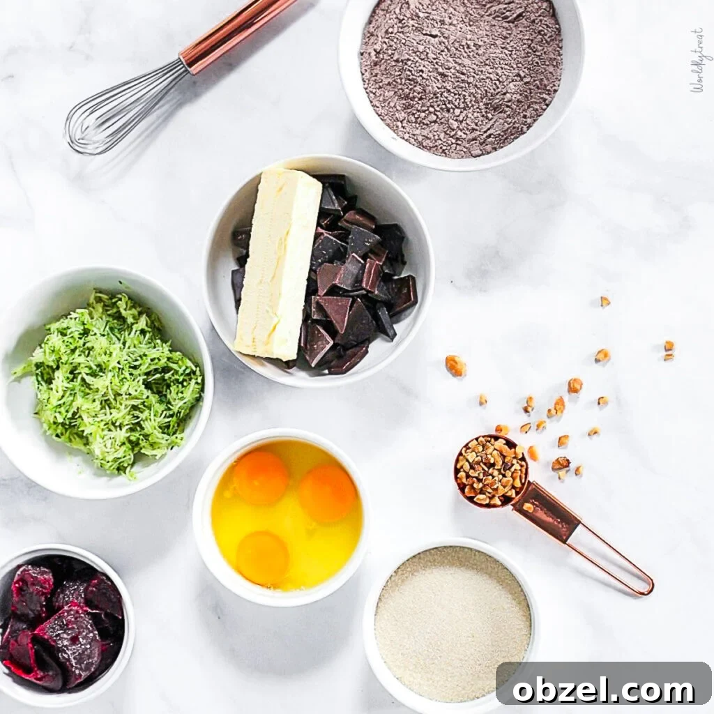 ingredients for chocolate zucchini brownies