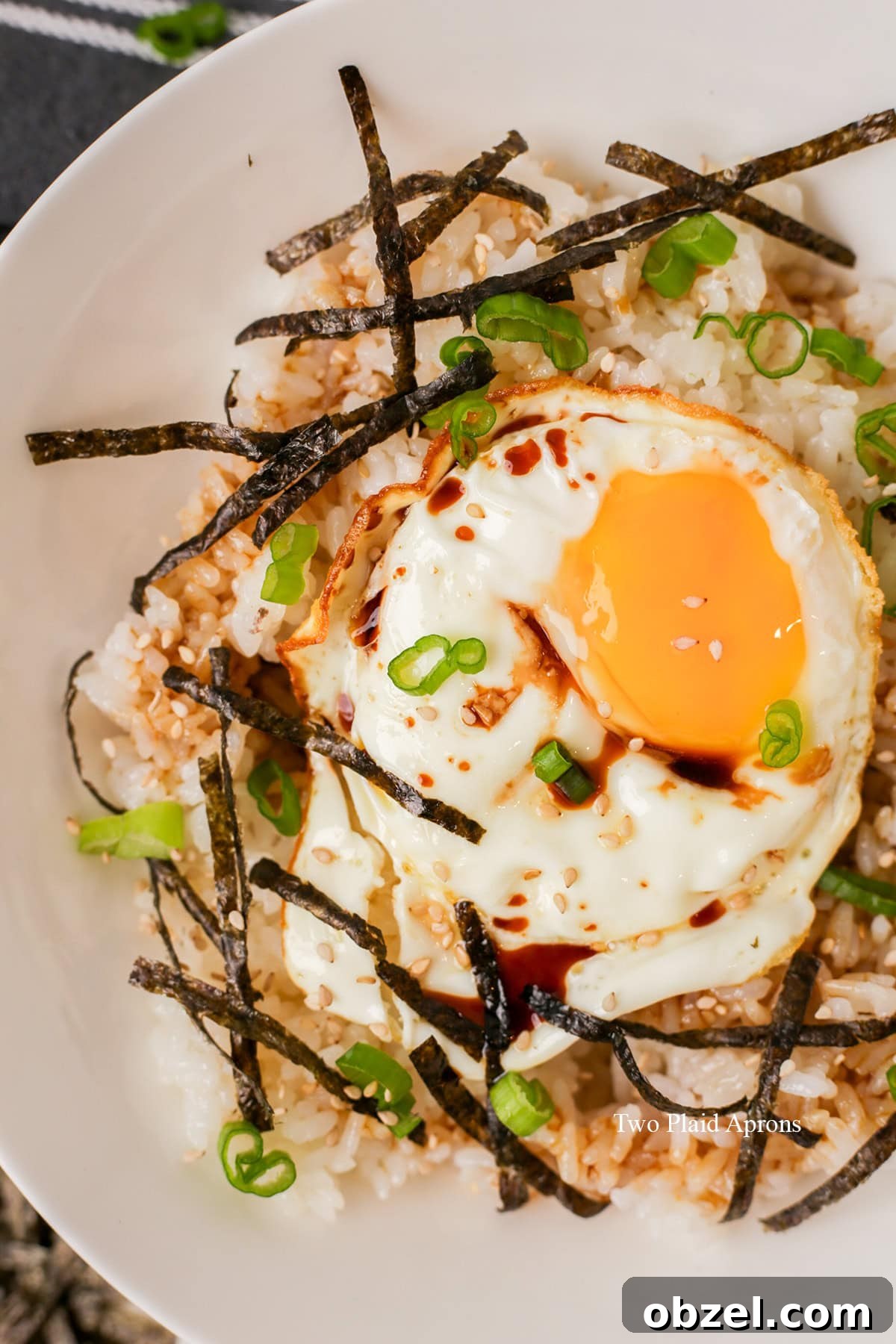 Gyeran Bap: Classic Korean Egg Rice Recipe 2 Bowl of egg rice (gyeran bap) with seaweed and sesame seeds