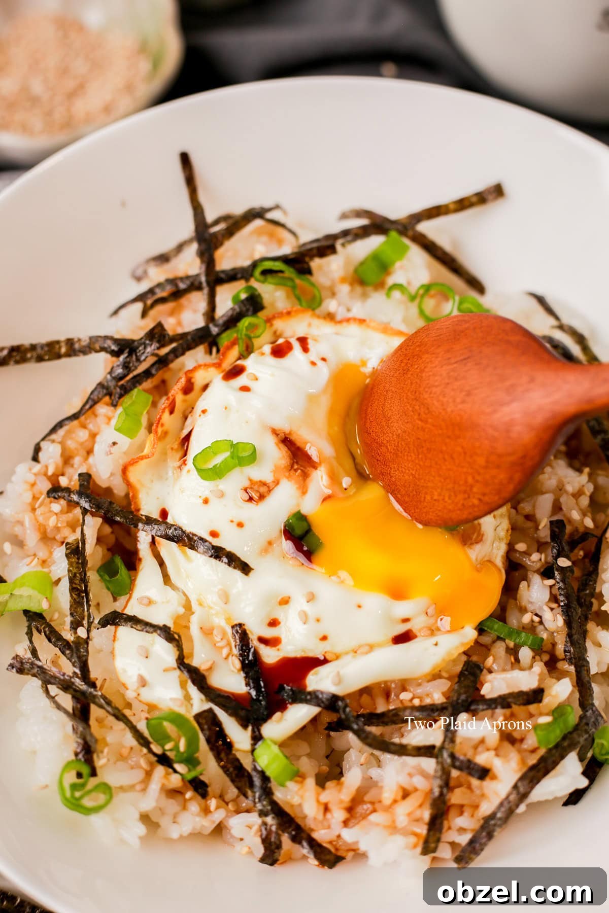 Gyeran Bap: Classic Korean Egg Rice Recipe 3 Close-up of egg rice with toppings
