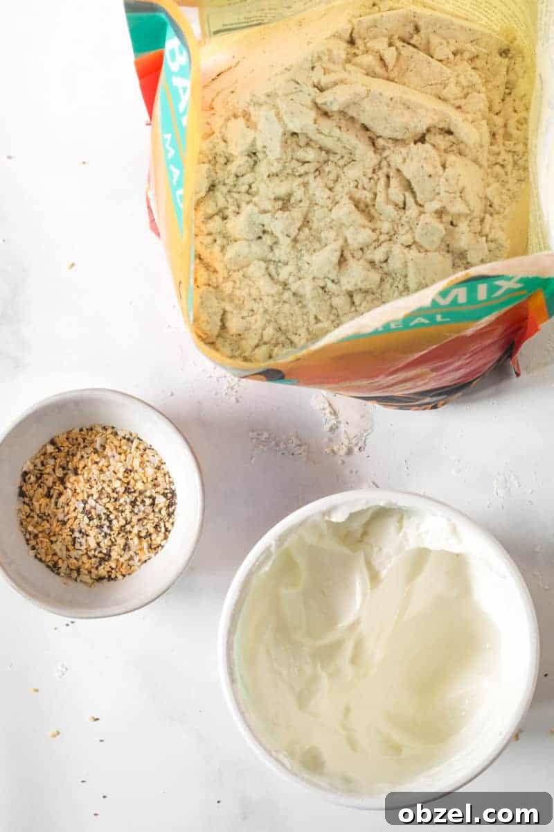 2-Ingredient Gluten-Free Bagels Recipe 3 Baking mix, greek yogurt, and everything bagel seasoning.