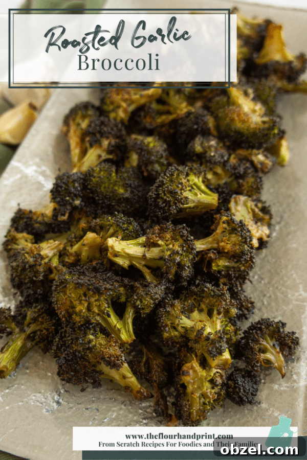 Garlic Roasted Broccoli with Crispy Edges 5 garlic roasted broccoli on a platter