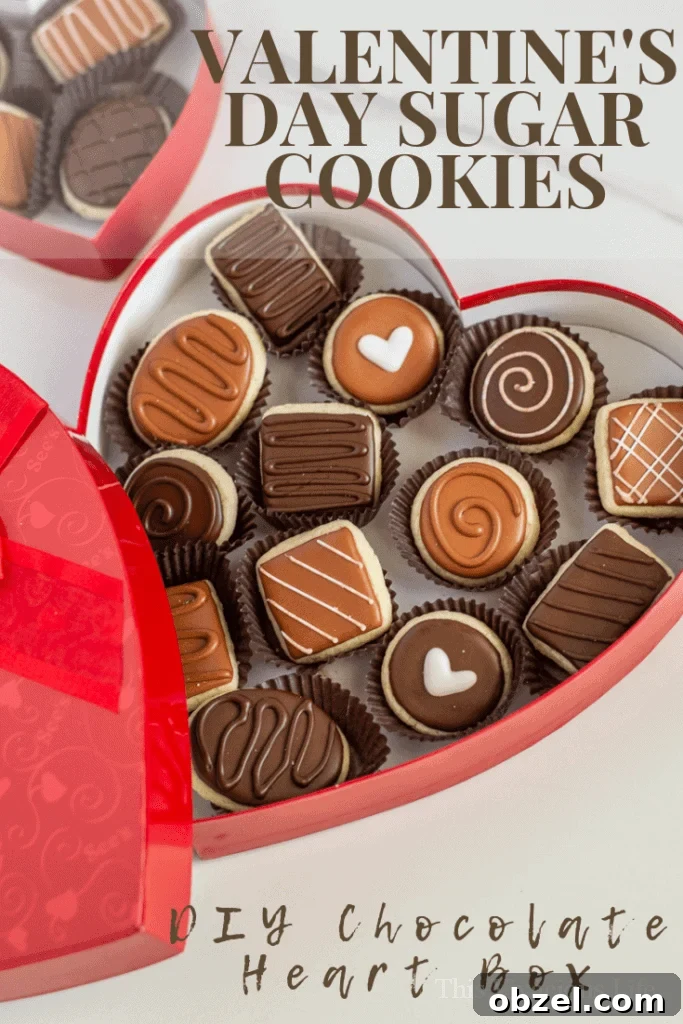 Valentine's Sugar Cookies: DIY Chocolate Box Gift 4 Valentine's Day sugar cookies in a DIY chocolate heart box are a fun gift to give a loved on. Can you only need THREE things to make this cute box?!