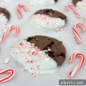 White chocolate dipped cookies with crushed candy canes