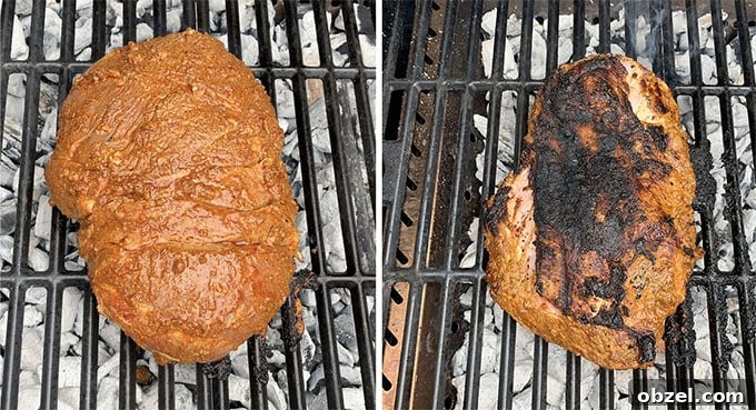 Marinated BBQ Boneless Leg of Lamb Recipe 8 Searing butterflied lamb on a barbecue collage