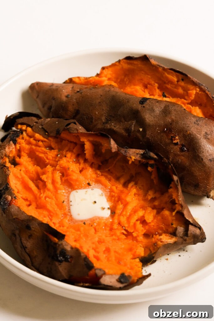 Air Fryer Baked Sweet Potato with Crispy Skin 13 air fried sweet potato with toppings
