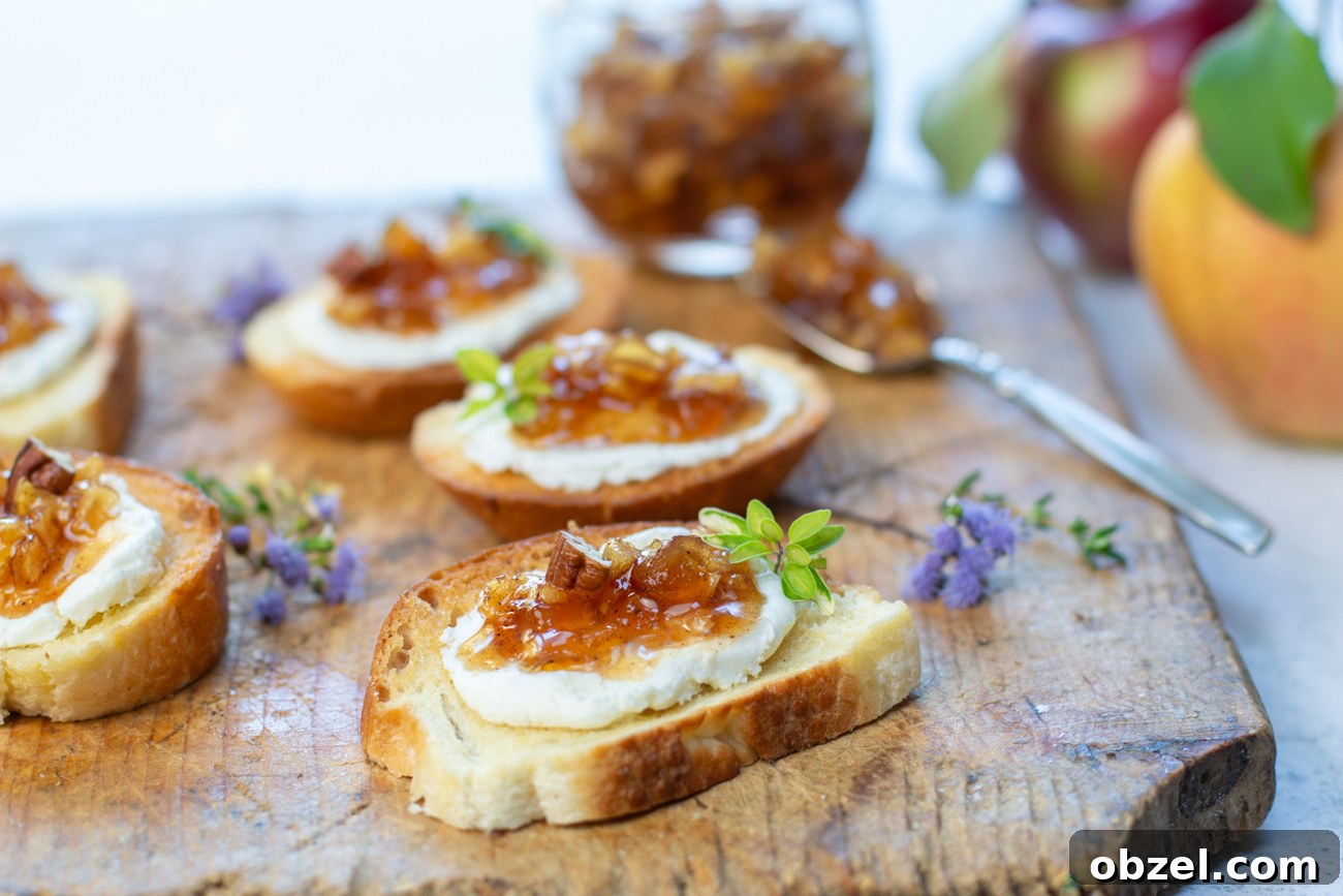 Karen's Chunky Apple and Maple Jelly Recipe 2 Karen's Chunky Apple Maple Jelly on a Goat Cheese Crostini