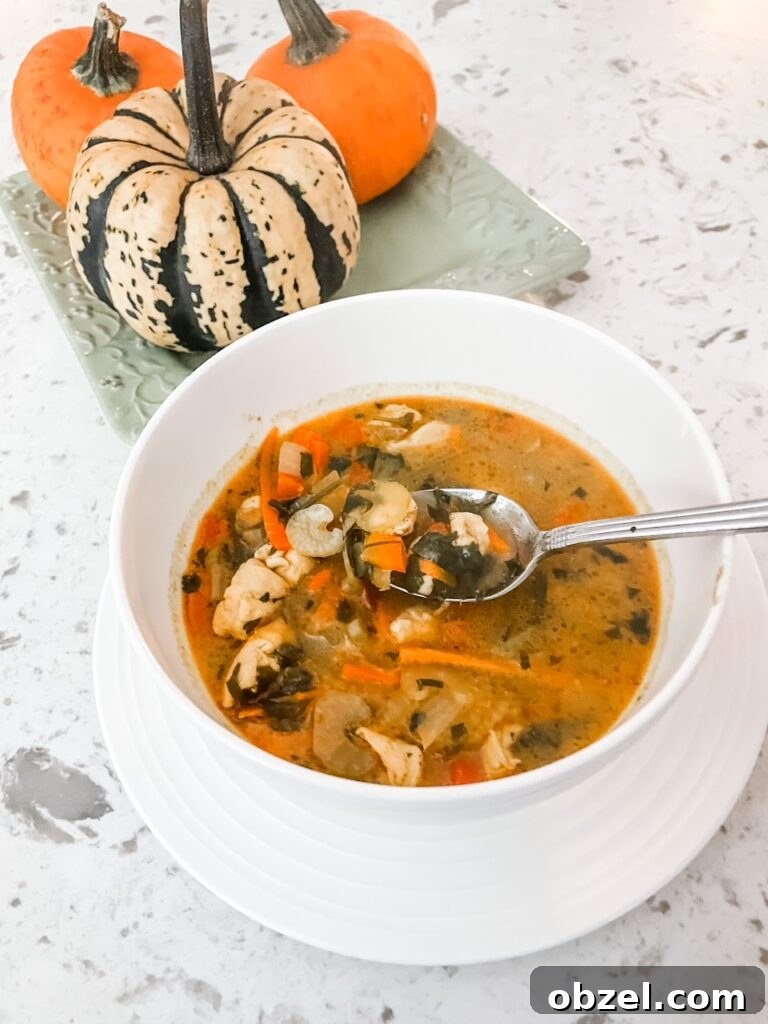 Creamy Chicken Coconut Curry Soup Recipe 2 The finished Healthy and Nourishing Chicken Curry in a bowl