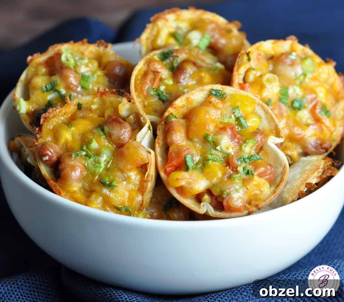 Southwestern Mini Tostada Recipe: Flavorful Taco Bites 4 Bowl of tex-mex mini cheesy tortillas rounds