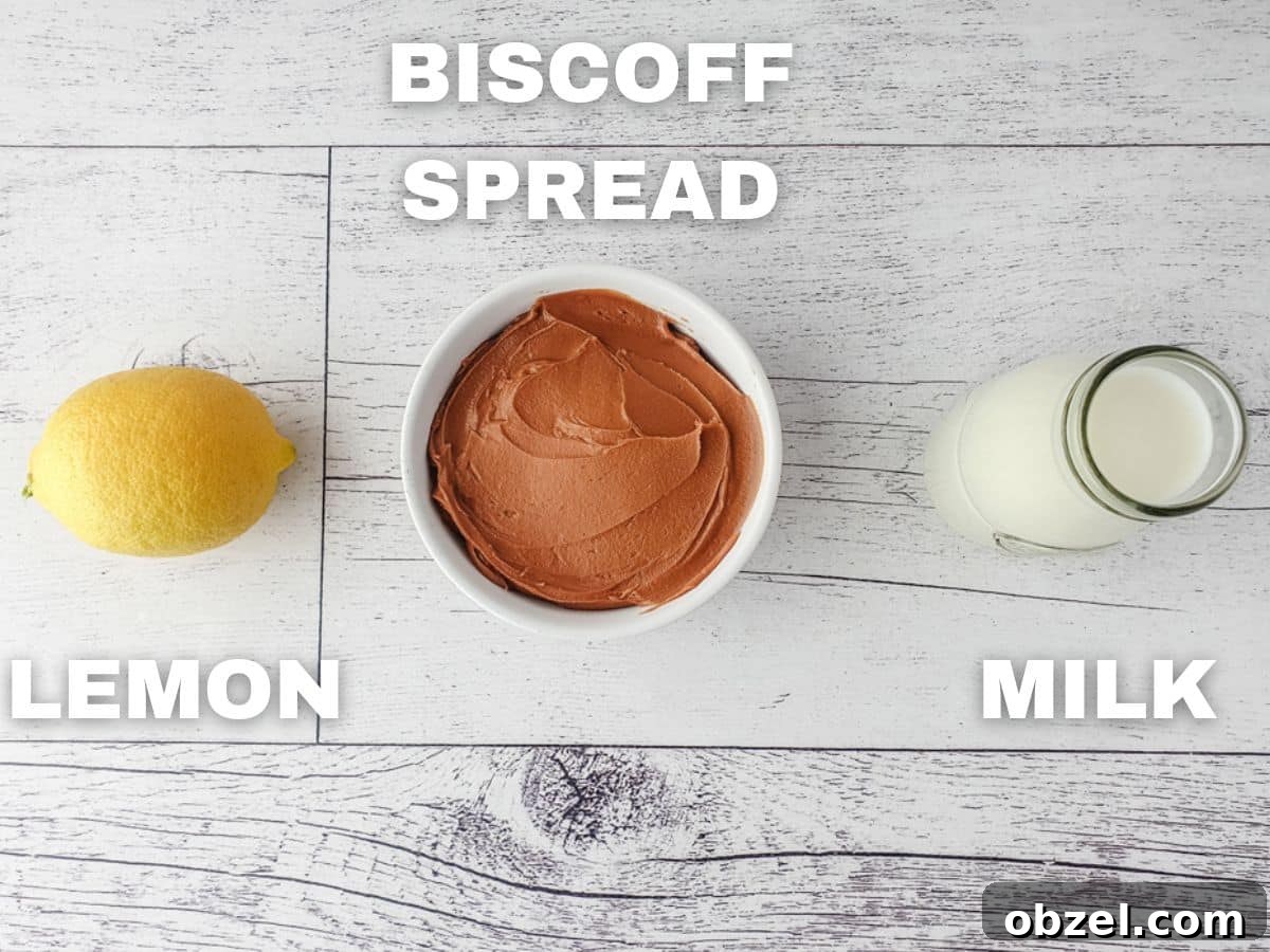 Biscoff Cookie Butter Sauce Recipe 3 Biscoff sauce ingredients: lemon, Biscoff spread, milk.