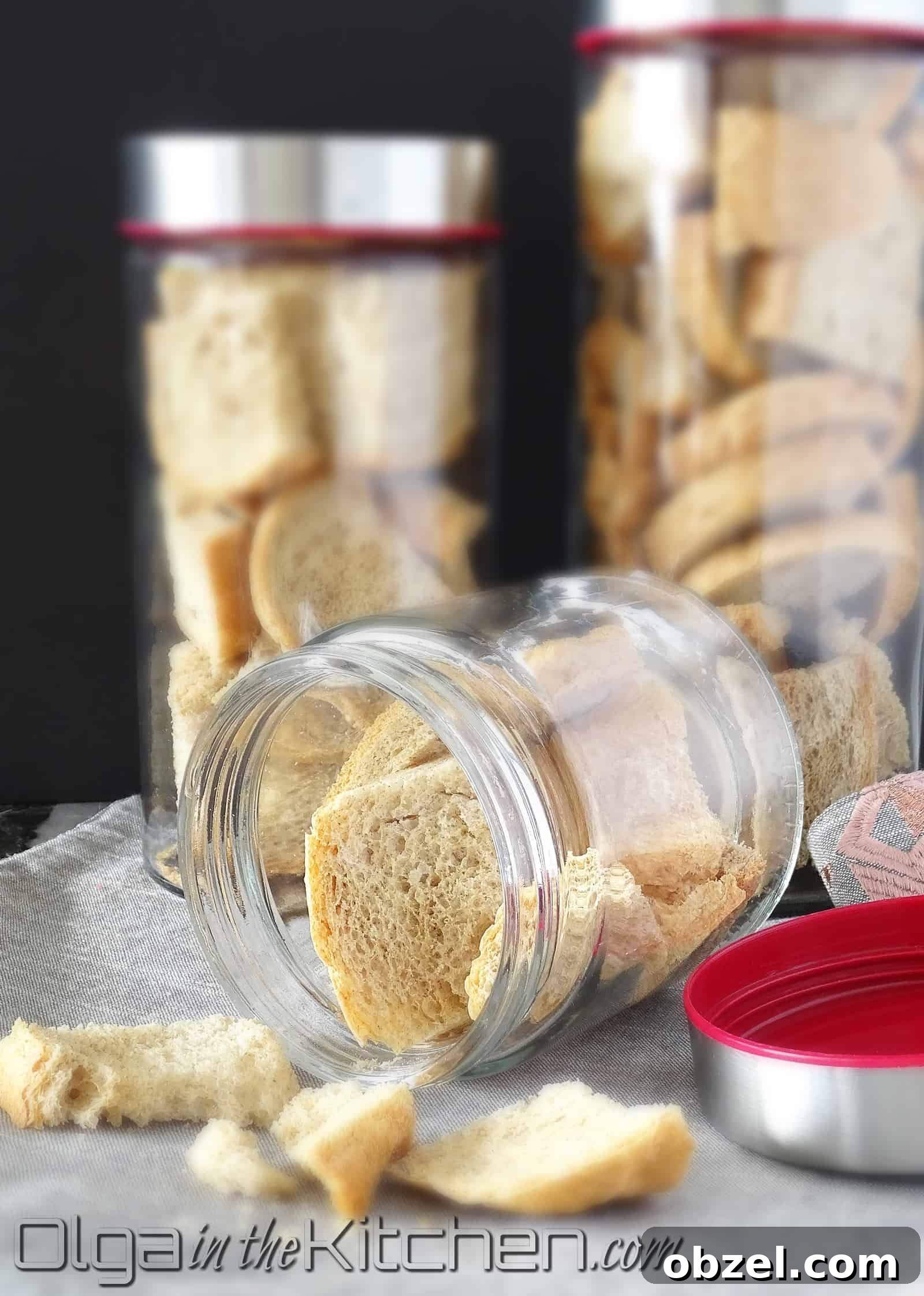 Oven Dried Bread for Stuffing and Breadcrumbs 3 Slices of bread ready to be dried in the oven.