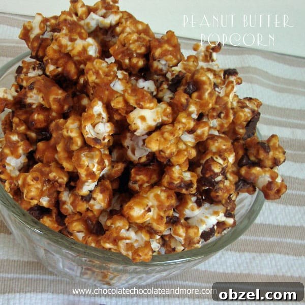 Peanut Butter Popcorn Recipe 3 Bowl of homemade peanut butter popcorn with a sweet and salty coating