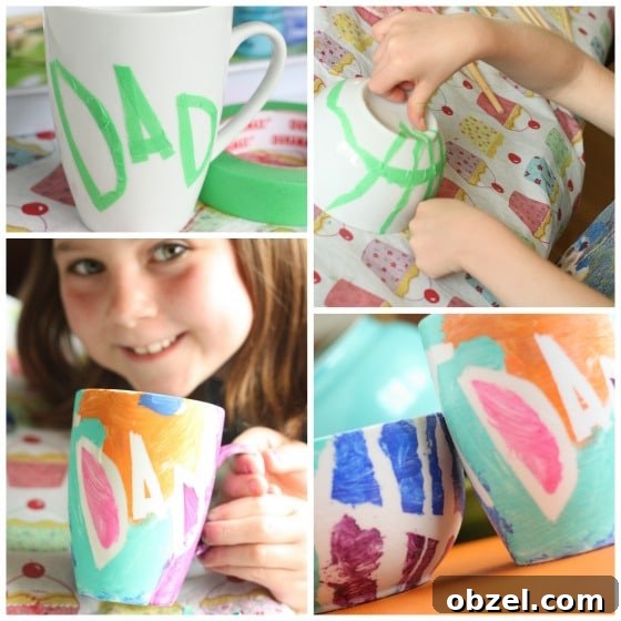 steps for making fathers day mug and bowl