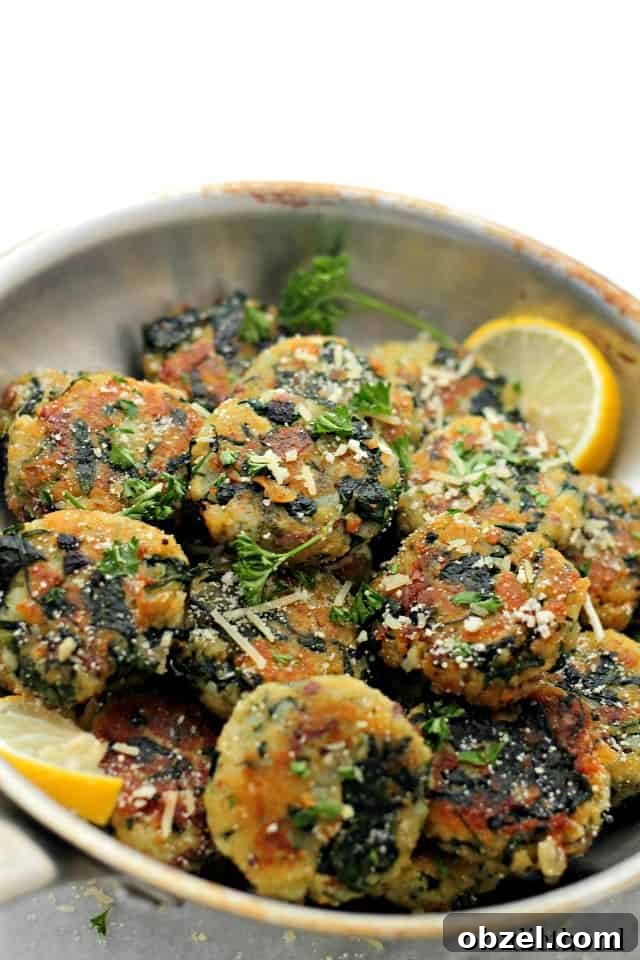 Spinach and Garlic Potato Patties — delicious patties made with potatoes, spinach, and garlic.