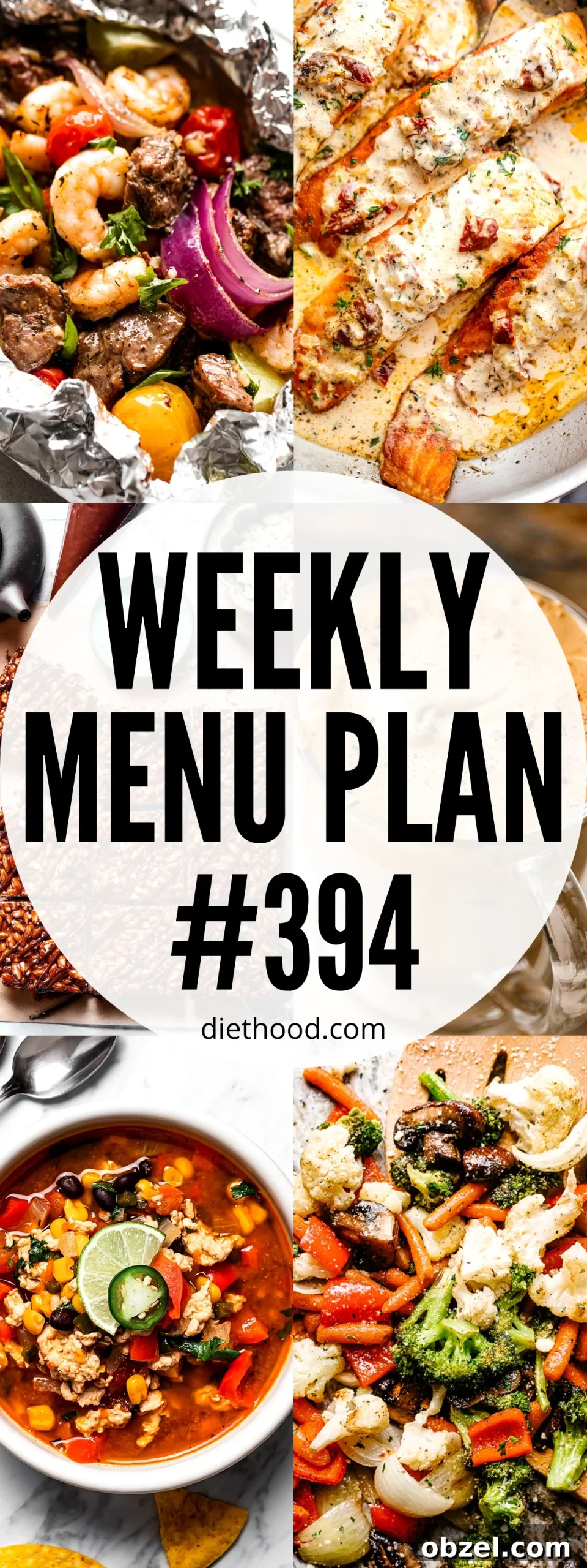 WEEKLY MENU PLAN (#394) six pictures collage