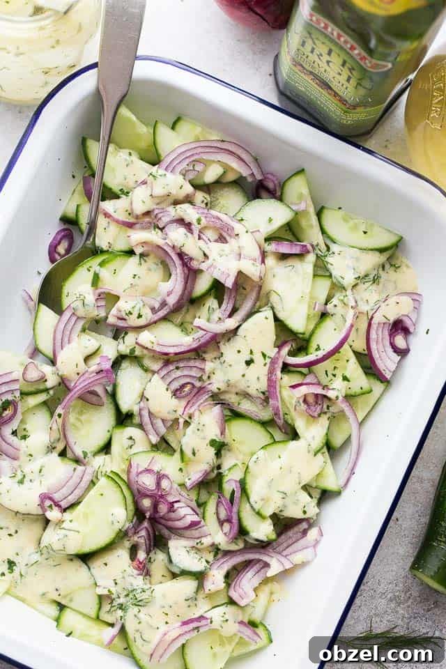 Creamy Cucumber Salad - Light, delicious, and refreshing summer salad, perfect for all those awesome outdoor barbecues and picnics!