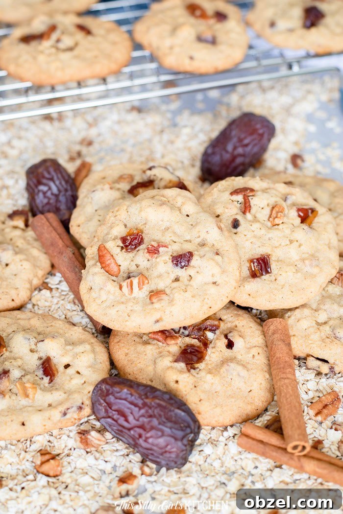 Baked date cookies Tray of baked date cookies.