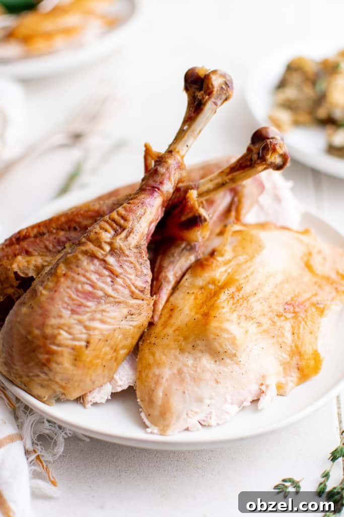 Turkey legs on a serving plate.