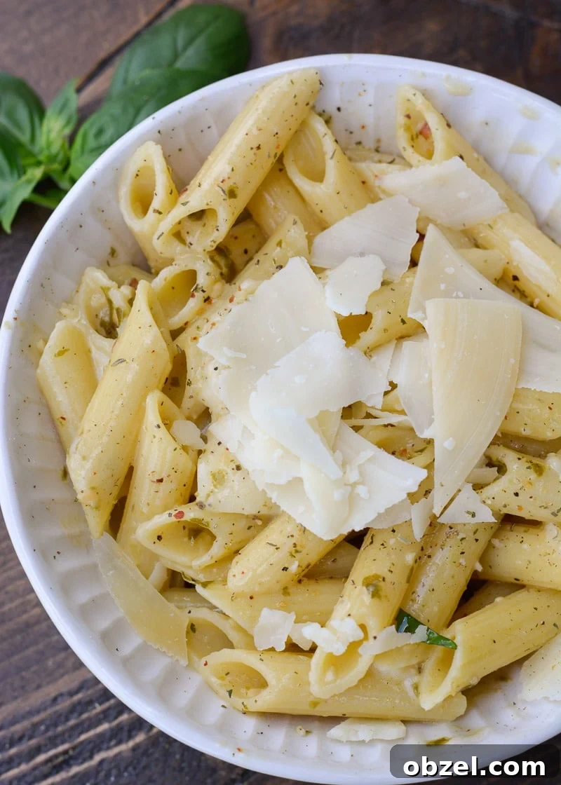 One Pan Creamy Pesto Penne Pasta 2 One-pan creamy penne pesto pasta ready for an easy weeknight meal