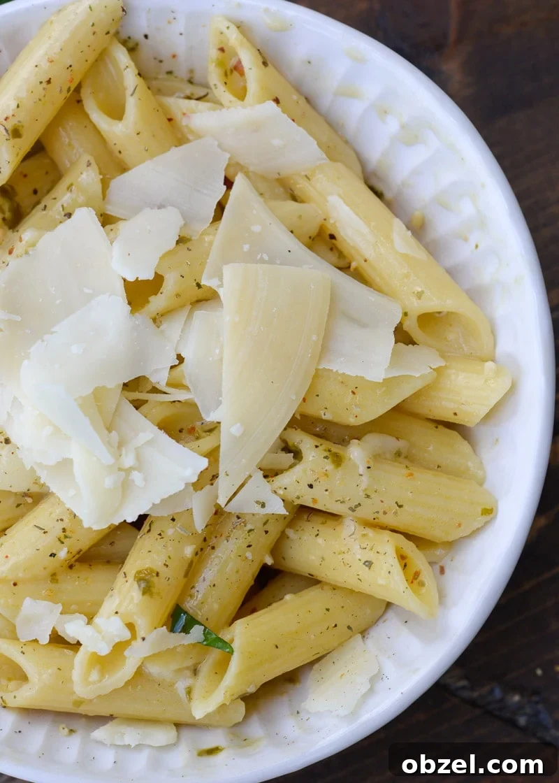 One Pan Creamy Pesto Penne Pasta 6 Bowl of creamy penne pesto pasta for a quick dinner