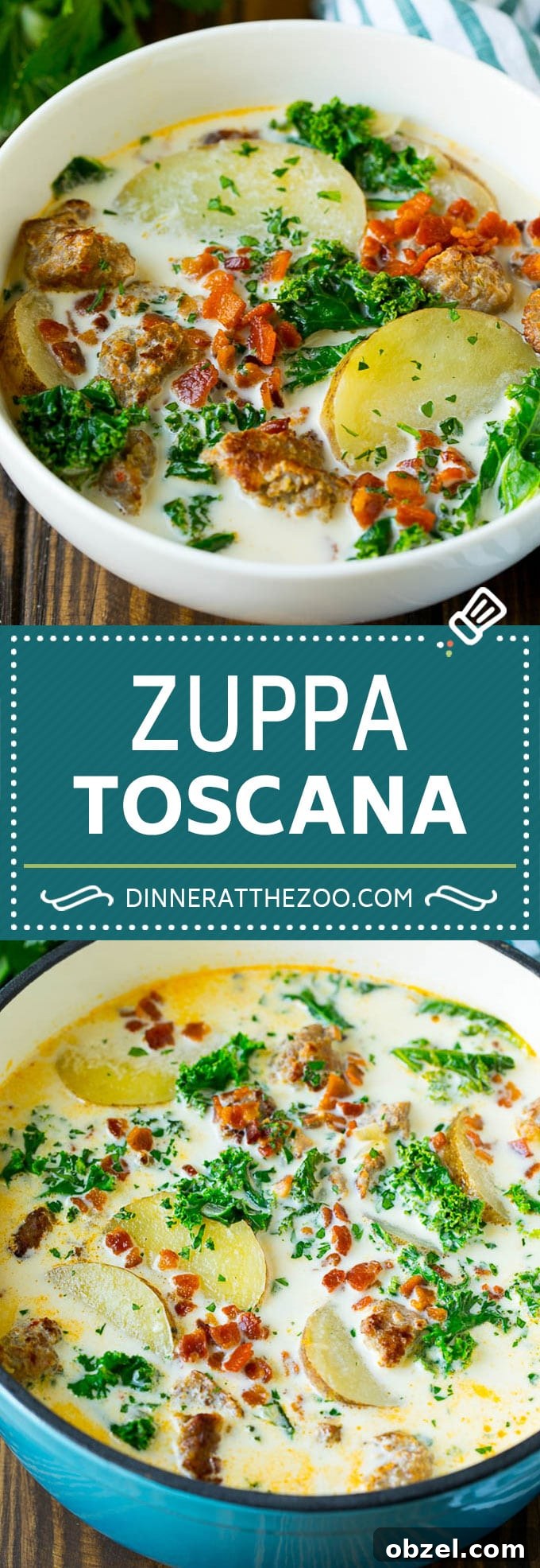 Zuppa Toscana Recipe | Sausage and Potato Soup #soup #sausage #bacon #potato #kale #italianfood #dinner #dinneratthezoo