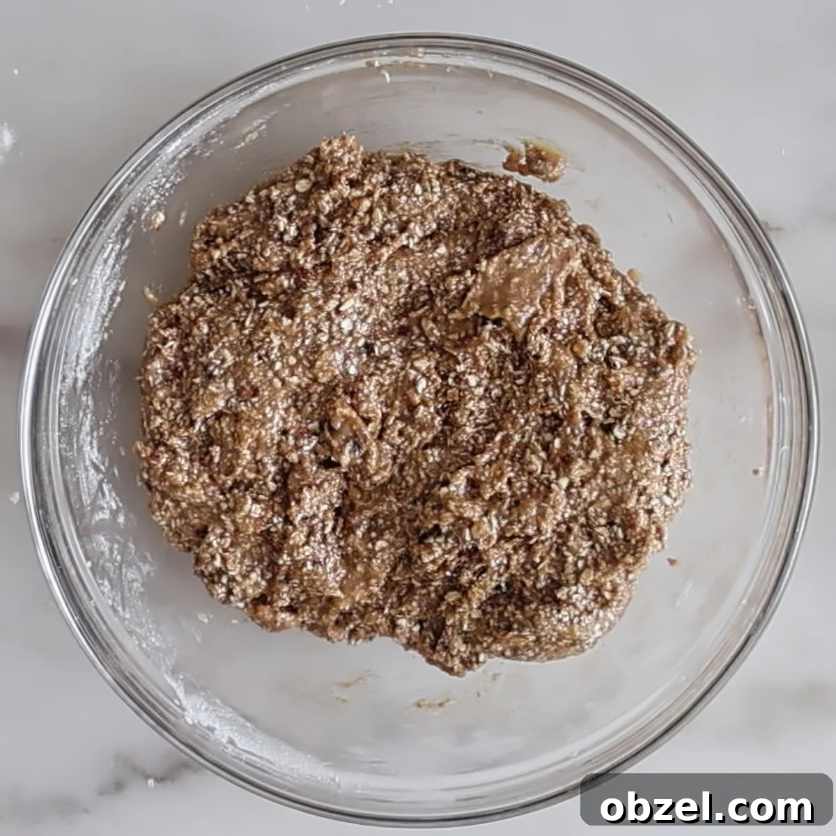 oatmeal cookie dough in glass bowl.
